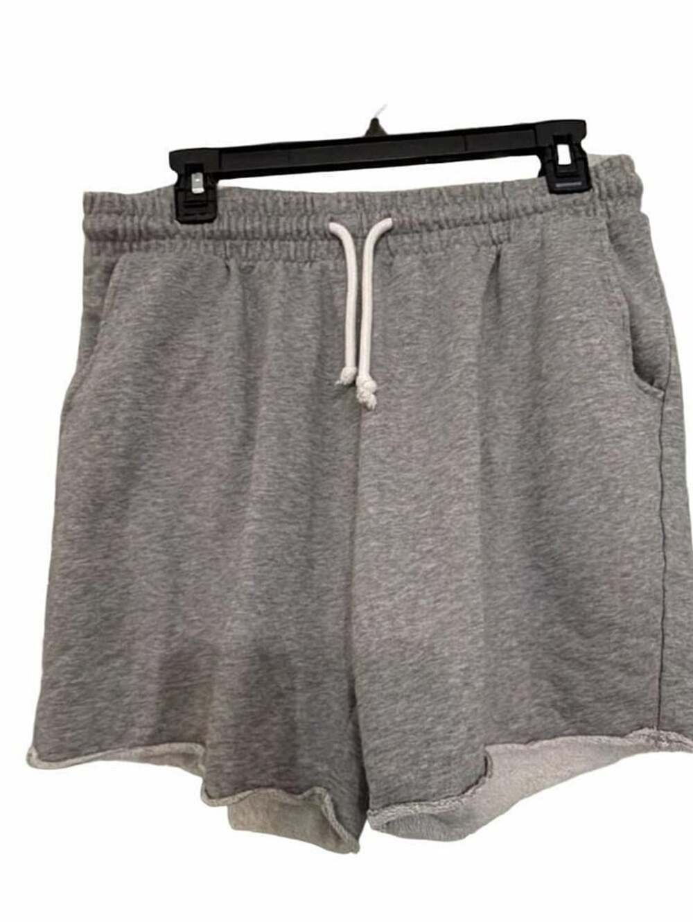 H&M Sweat Shorts Size L Gray Regular Fit Drawstring Raw Hem